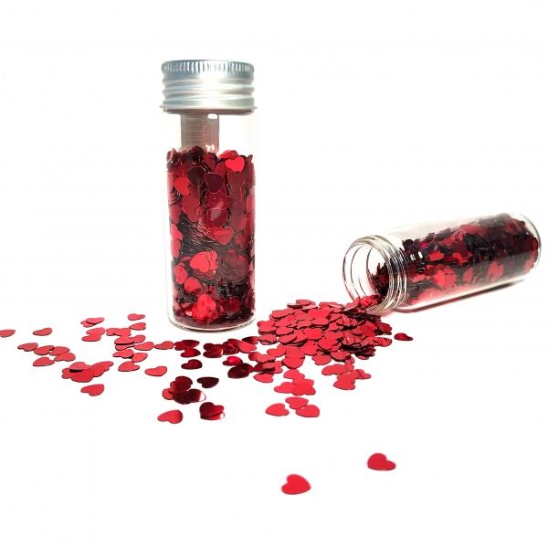 Конфеті для декорування в скляній банці Червоні серця 1 шт. Річ-Ленд