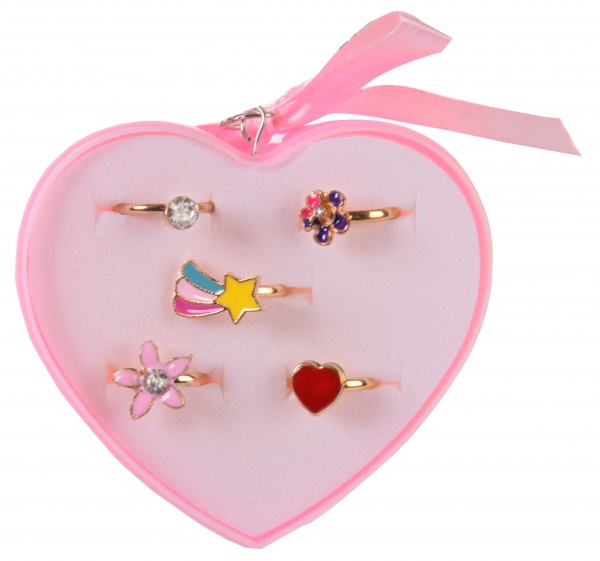 Набір дитячих каблучок Серце 5 шт/уп. KB2124 (асортимент)