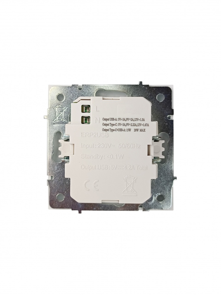 Механізм розетки USB + Type C HausMark Juna IP20 білий