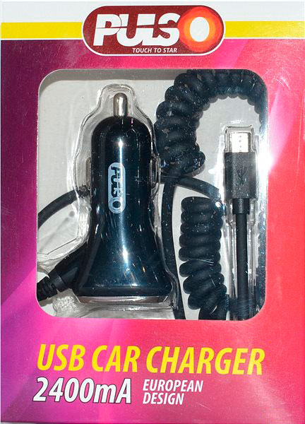 Зарядное устройство PULSO C-2407BK 1 х USB с кабелем micro USB Type C