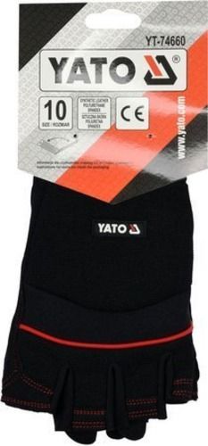 Перчатки YATO черные с открытыми пальцами XL (10) YT-74660