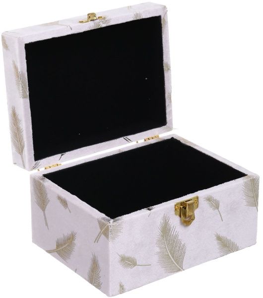 Сундук для украшений Листья 16х12х9 см белый с золотым