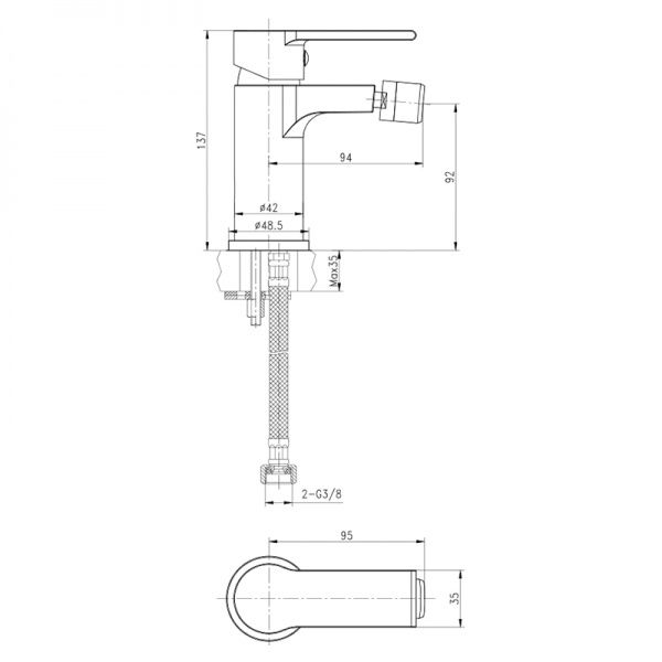Змішувач для біде Cersanit Brasco S951-364