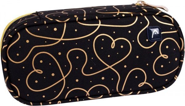 Пенал школьный AC5 Golden Hearts Head черный с узором