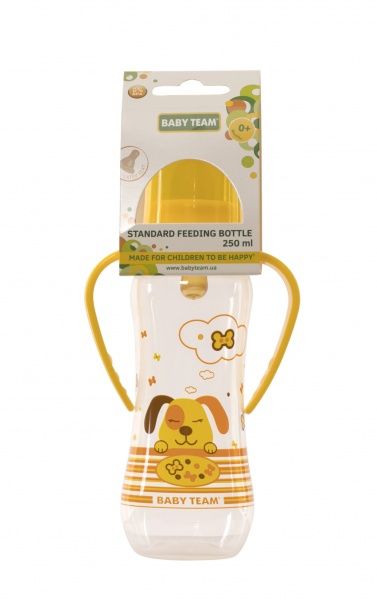 Бутылочка Baby Team с латексной соской и ручками 1311 250 мл в ассортименте