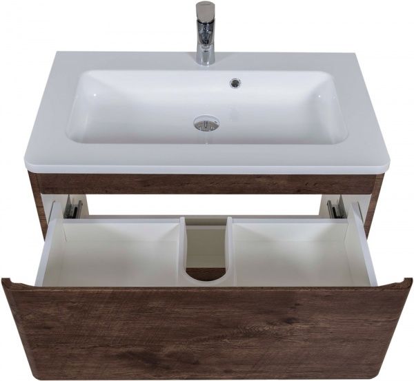 Тумба напольная Aqua Rodos Акцент каштан с умывальником Альфа 80 см
