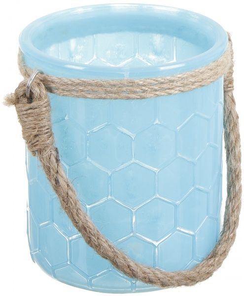 Подсвечник Соты с джутовой ручкой голубой Тенденс