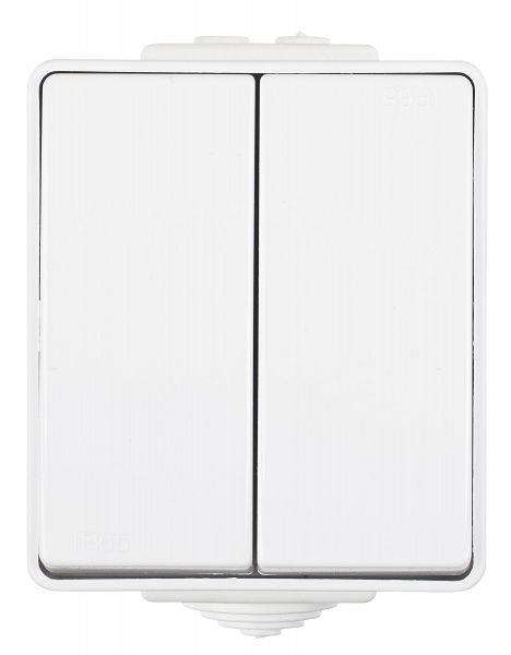 Вимикач прохідний двоклавішний Efapel Waterproof без підсвітки 16 А 230В білий 48101 CBR