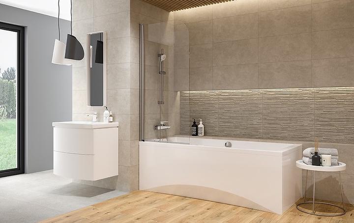 Шторка для ванни Cersanit EASY NEW 140х70 профіль хром, прозоре скло 5 мм