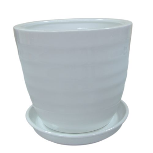Горшок керамический Ориана-Запорожкерамика Обруч круглый 8,5л глянец белый 