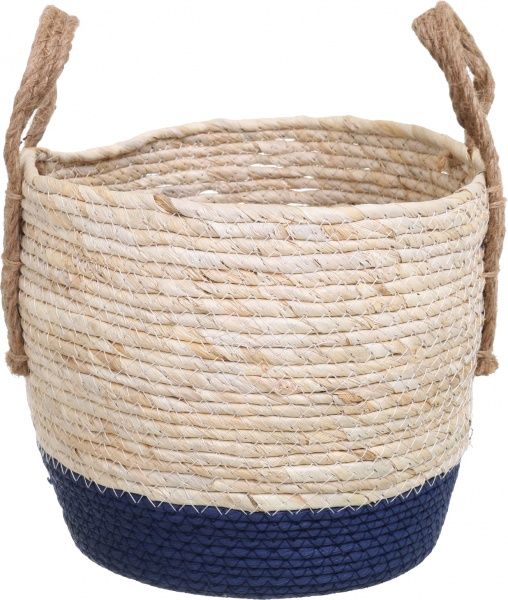 Кошик з ручками Рогоза маленький 26х23 см бежево-чорний