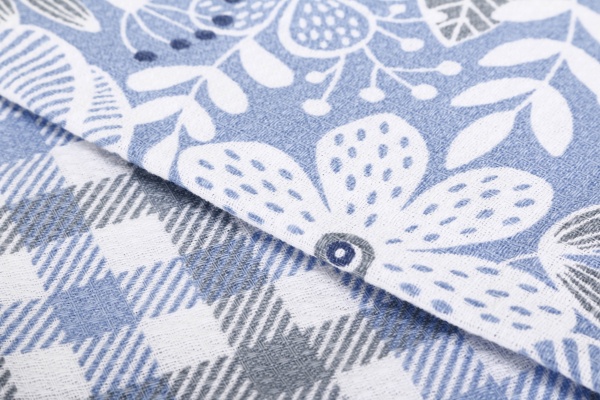 Набор полотенец кухонных вафельных Клеточка+цветы 2 шт. 169663 45x60 см в ассортименте Homeline 