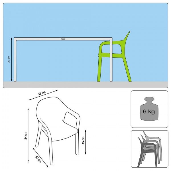 Стул пластиковый Lechuza 10903 серый 