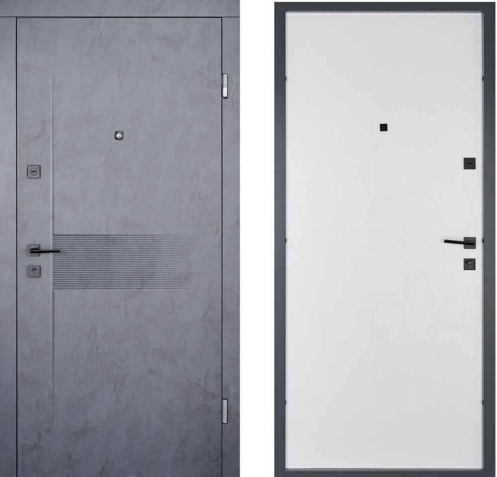 Двері вхідні Abwehr АМ (485+0) 086 Л (Бантр + Б) 2GEN Аvers бетон антрацит / білий 2050х860 мм ліві