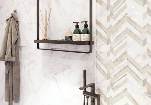 Плитка Golden Tile Marmo Bianco Chevron бiлий G70151 30х60 