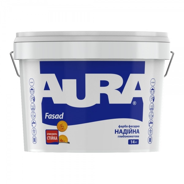 Фарба фасадна акрилова водоемульсійна Aura Fasad мат Білий 14 кг