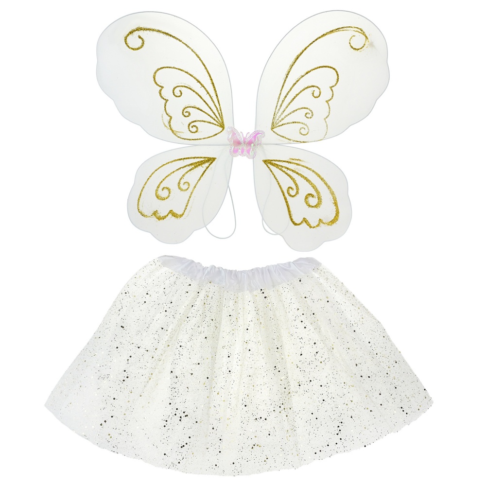 Костюм дитячий карнавальний Shantou (спідниця, крила, чарівна паличка, обруч) білий E2512
