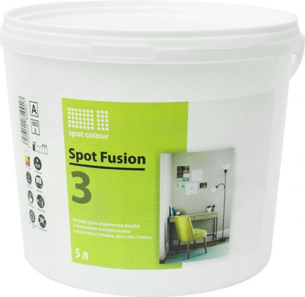Краска акрилатная водоэмульсионная Spot Colour Fusion 3 мат белый 5л