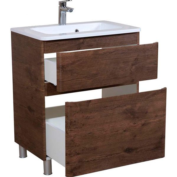 Тумба напольная Aqua Rodos Акцент каштан с умывальником Альфа 70 см