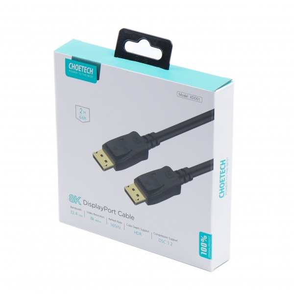 Кабель Choetech XDD01-BK DisplayPort V1.4 8K 60Hz 2 м черный (XDD01-BK) 