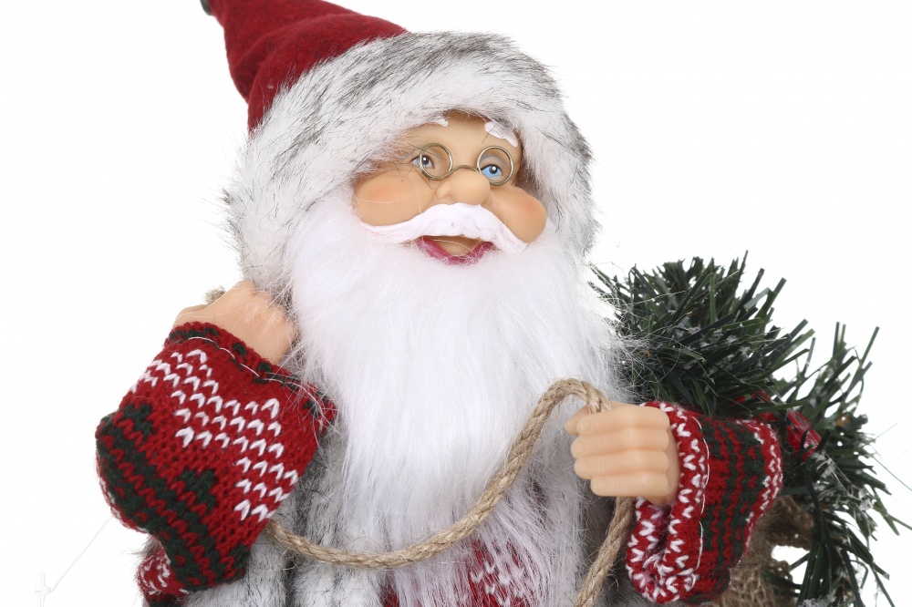 Декорация новогодняя Санта лесной на веревке красный кантри 30 см