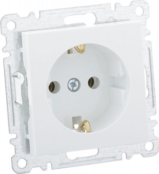 Механізм розетки із заземленням Makel Karea без шторок без кришки білий