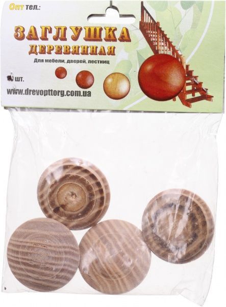 Заглушка дерев'яна сосна 30 мм 4 шт. 