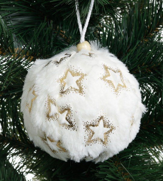 Куля новорічна Shunda пінопластиковий 100 мм біло-золотий SDA211610WG