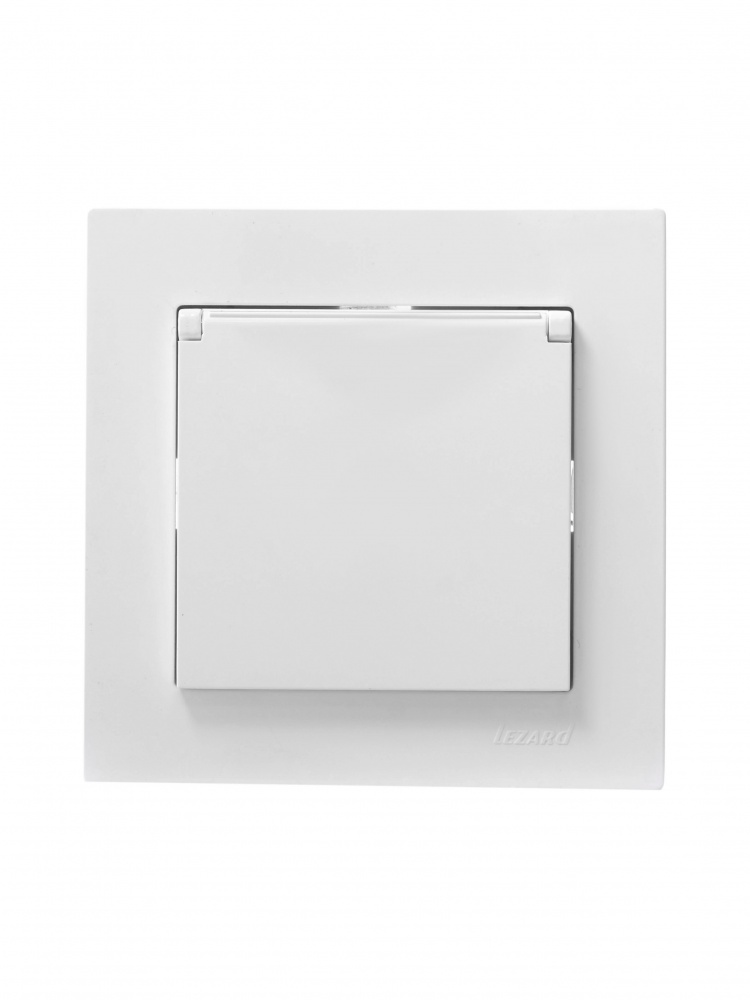 Розетка з кришкою 1 із заземленням Lezard Vesna IP20 білий 742-0288-123B