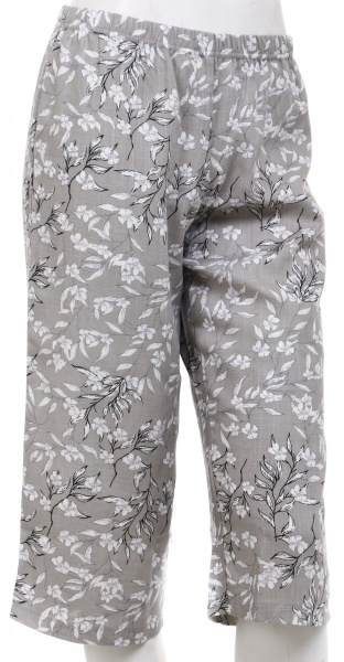 Штани домашні Trio жіночі SUMMER принт квіткова гілка р. XL сірий