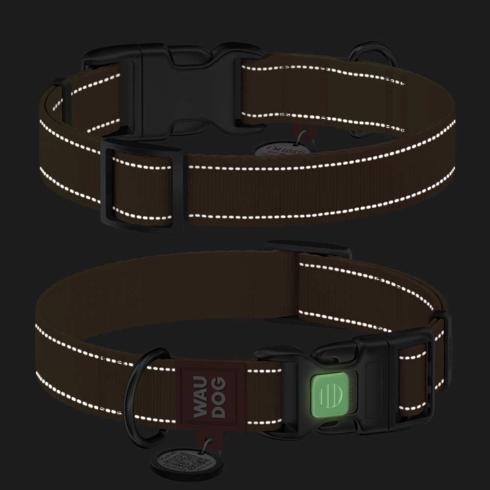 Нашийник Waudog Nylon Mono світловідбивний S помаранчевий нейлон Ш 15 мм Д 25-35 см