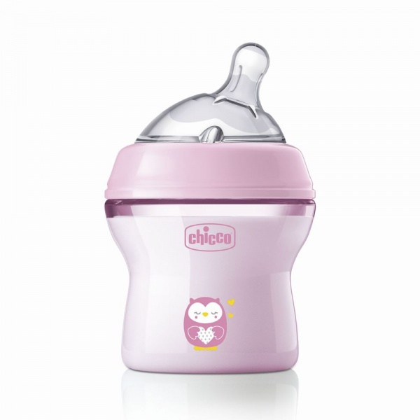 Бутылка детская Chicco Natural Feeling NEW 150 мл 0м+ розовая