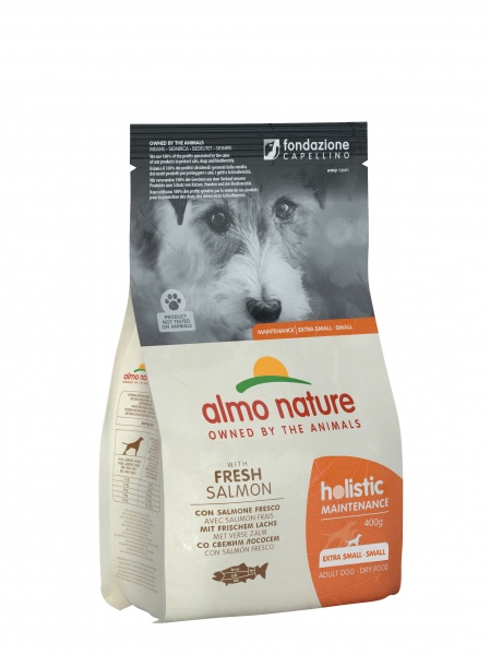 Корм сухой для малых пород Almo Nature Holistic Dog XS-S с лососем 400 г