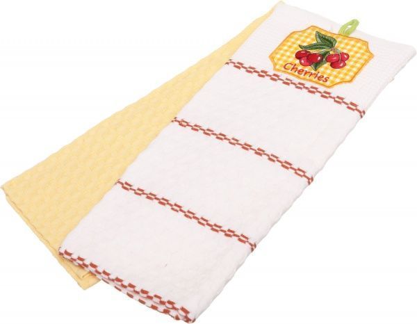 Набір рушників кухонних Вишня 2 шт. 45x70 см білий із жовтим Home Line 