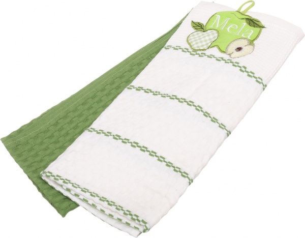 Набор полотенец кухонных Яблуко 2 шт. 45x70 см белый с зеленым Home Line 