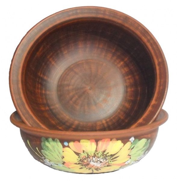 Тарелка суповая глиняная Подсолнечник 17,7 см/700 мл Український гончарний посуд