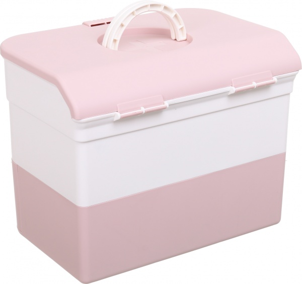 Органайзер для косметики багаторівневий з шухлядами 32х20х25 см білийрожевий 