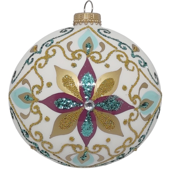 Шар новогодний 100 мм белый 10164