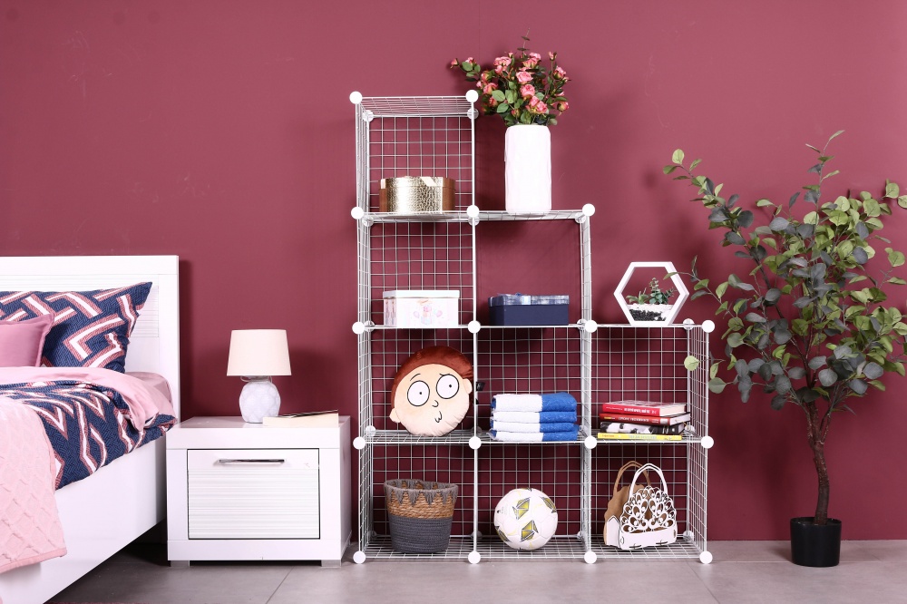 Стелаж дротяний куб metal сubes storage 9 полиць 1105х1105х370 мм білий