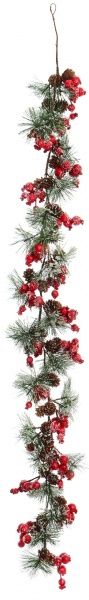 Гірлянда хвойна внутрішня 1,2м з горобиною і шишками RS1T714 