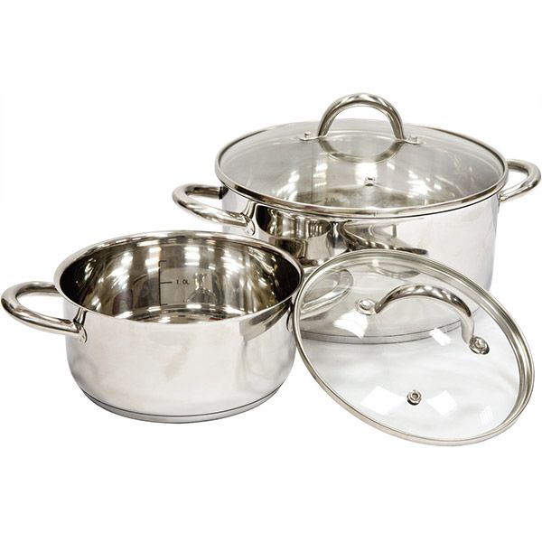 Набор кастрюль с стеклянными крышками 4 предмета