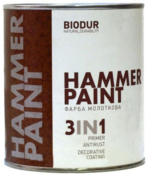 Грунт-эмаль Biodur антикоррозионная молотковая Biodur 105 черный мат 0,7л