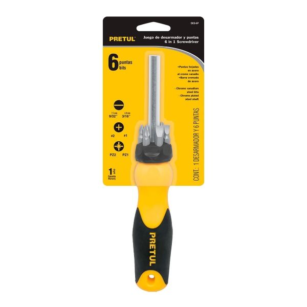 Отвертка со сменными насадками Truper Pretul DES-6P
