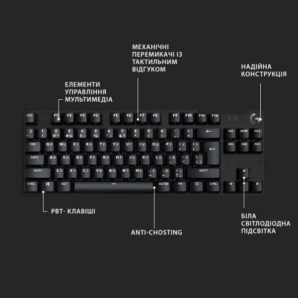 Клавіатура Logitech G413 TKL SE Corded Mechanical Gaming (L920-010446) black 
