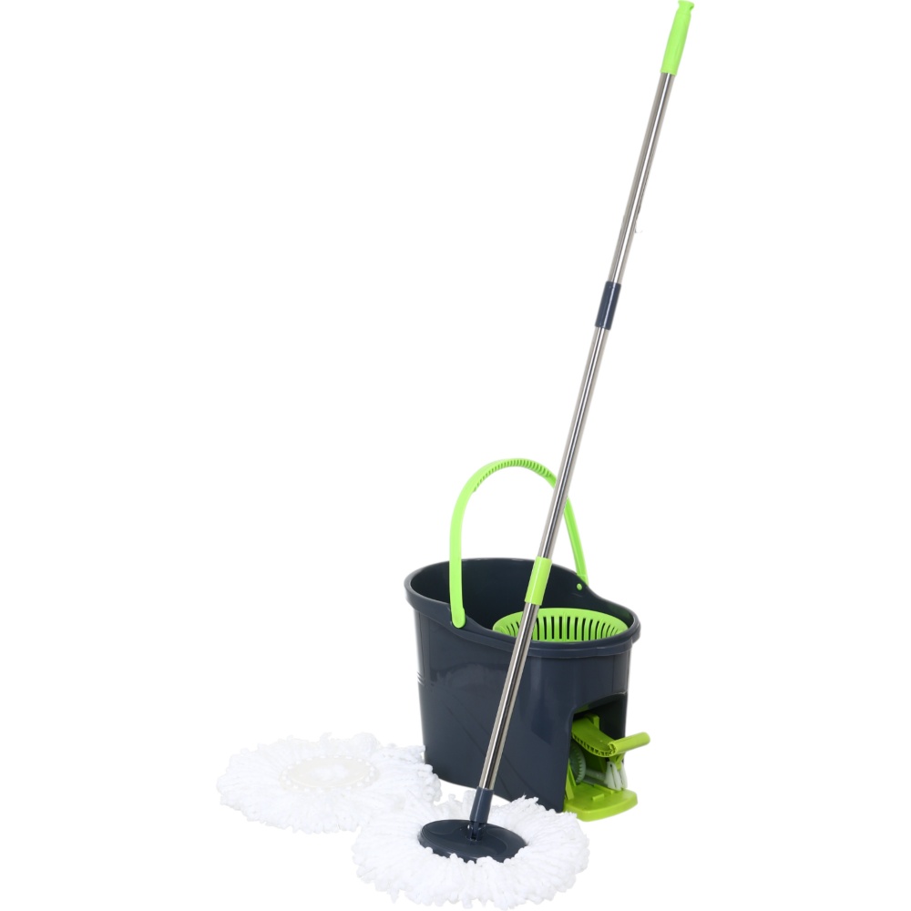 Комплект швабра и ведро с механическим отжимом для пола OBERY Solo Twist 16 см черный