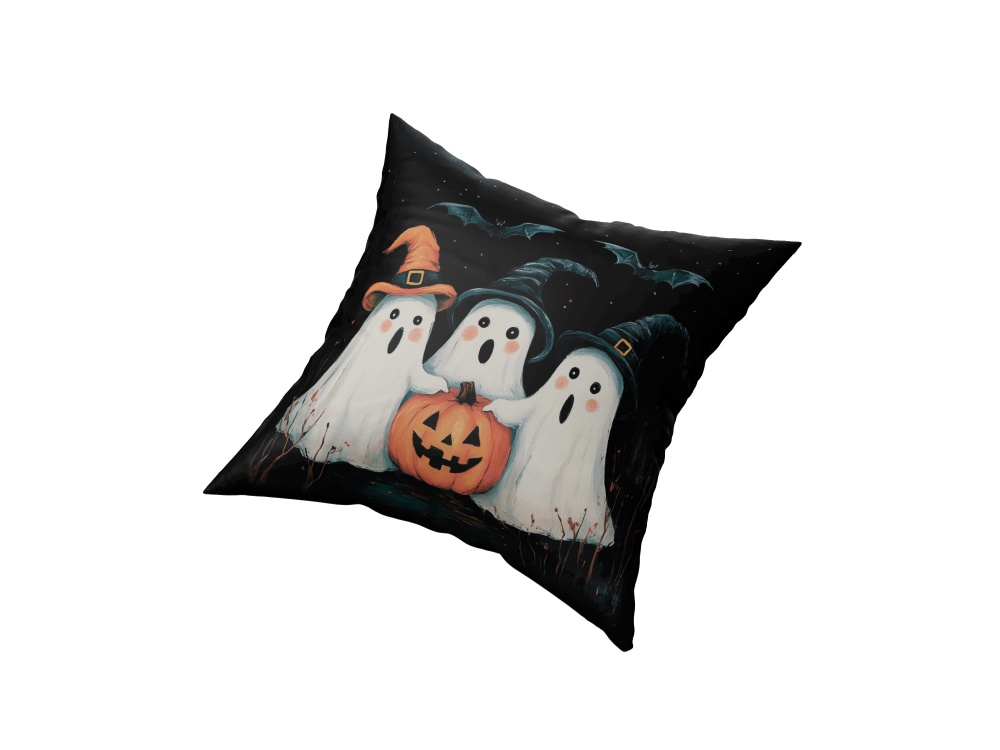 Подушка декоративна Three halloween ghosts 45x45 см чорний із малюнком La Nuit