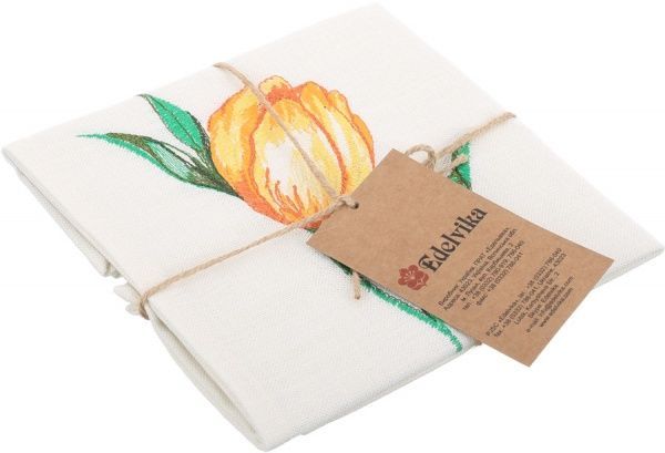 Комплект салфеток Эдельвика «Тюльпаны желтые» 61-19/00 32x32 см льняной 