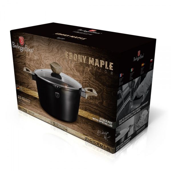 Кастрюля с крышкой Ebony MAPLE Collection 6,0 л BH 1709 Berlinger