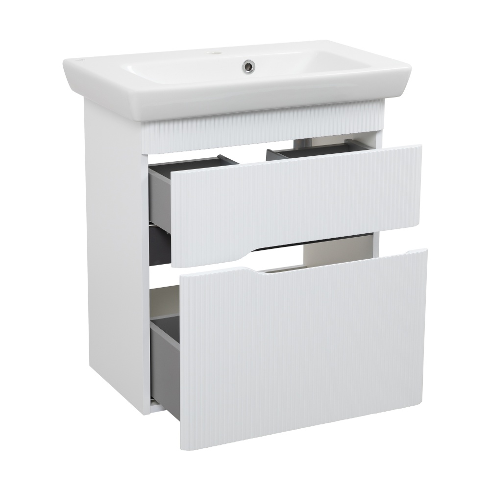 Тумба Aqua Rodos MONACO (белый мат) с умывальником Порто 65 см