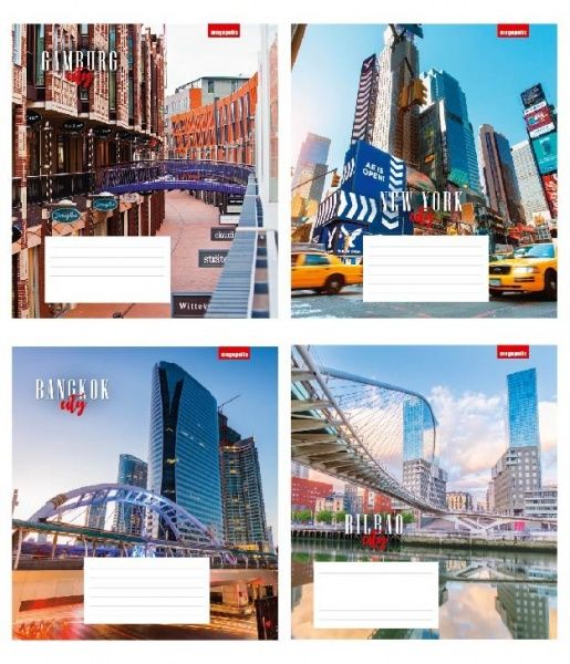 Комплект зошитів 24 аркуша в клітинку Сучасне місто Поліграфіст